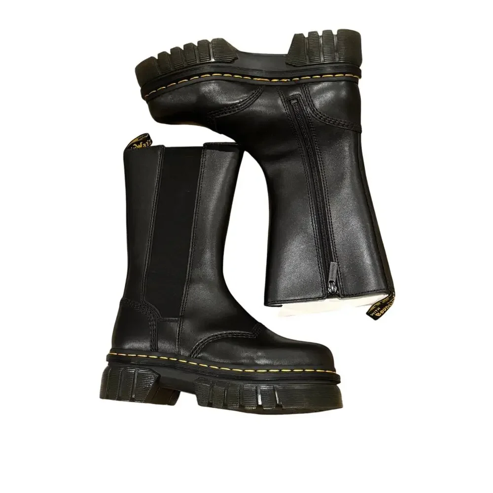 Dr. Martens Audrick Tall Chelsea Boot Pull-On in Black Nappa Leather Size 7 NWB